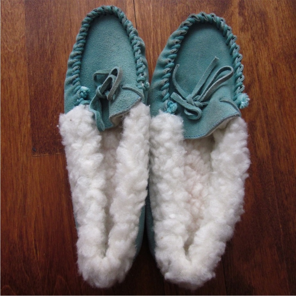 New suede/shearling moccasins